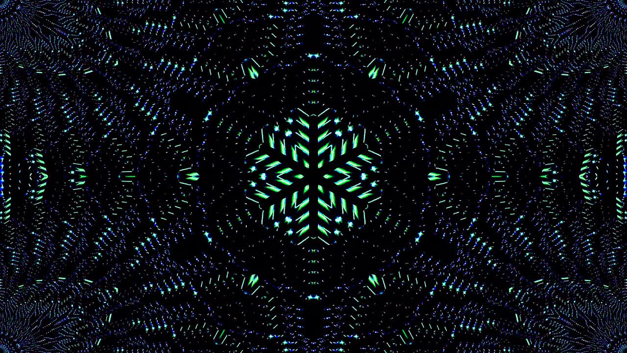 light wave abstract dots set blue color kaleidoscope black background