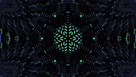 light wave abstract dots set blue color kaleidoscope black background
