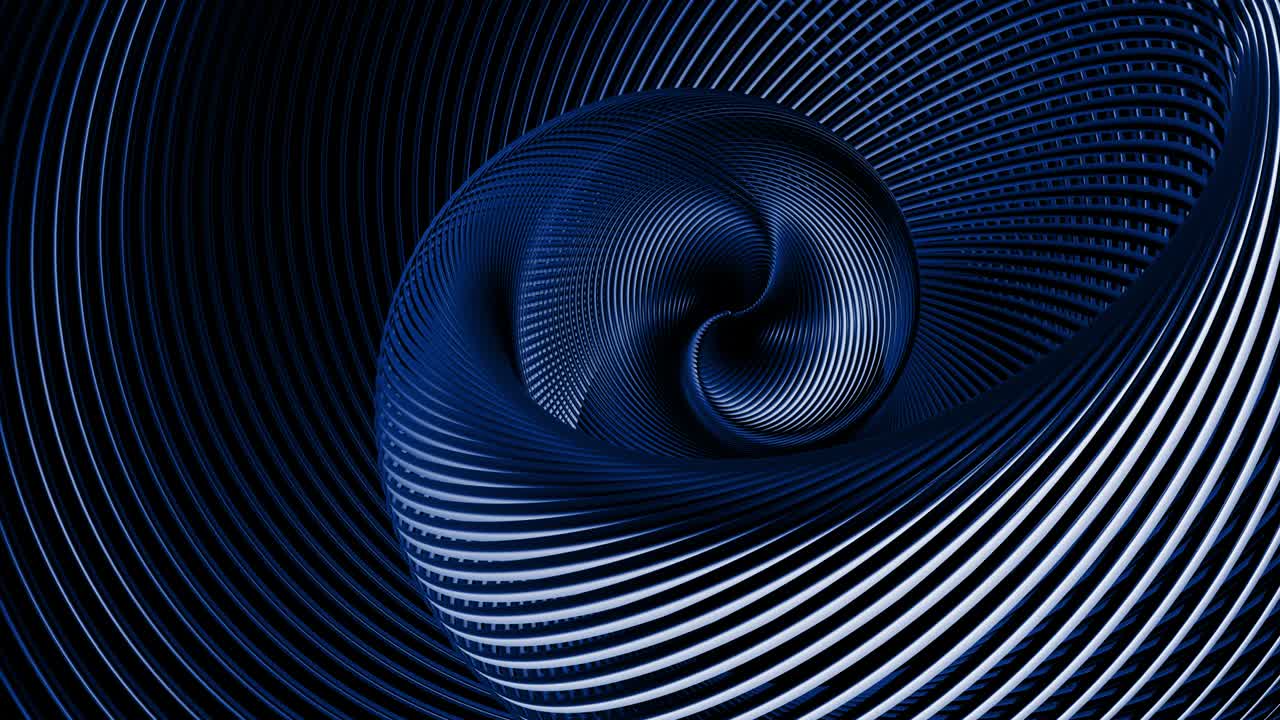 4k fondo oscuro con bucles abstractos con líneas curvas como tubos retorcidos en hélice y luz de neón multicolor que corre en tubos. composición redonda. bucle vj con luz de neon brillante. espiral abstracta