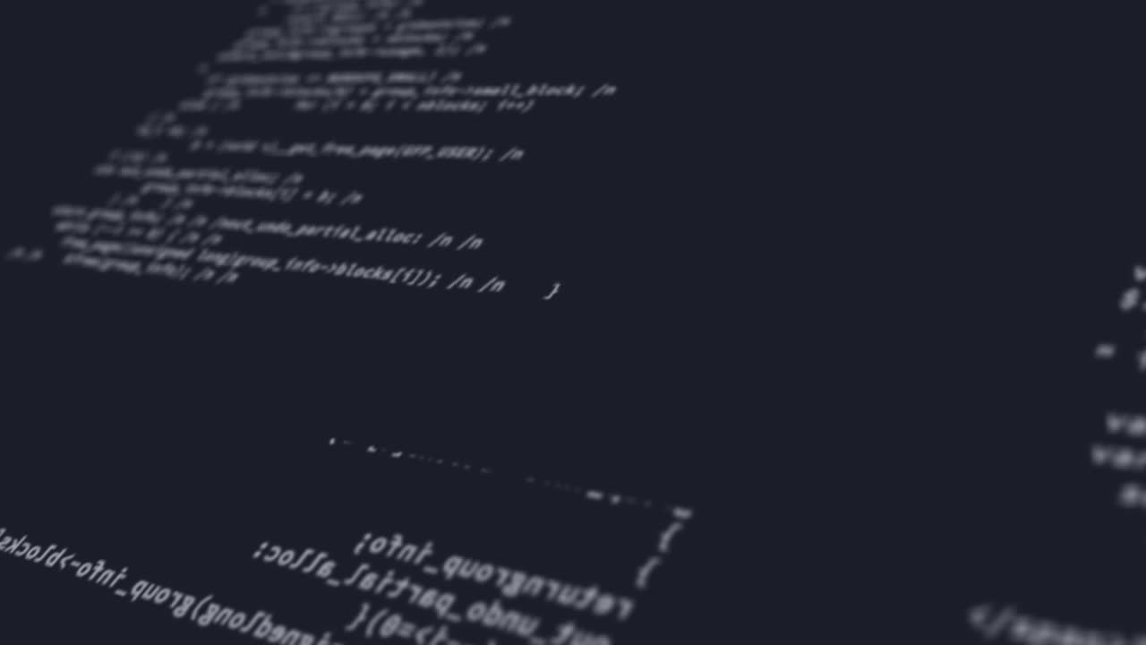 willekeurige computercodes die tijdens het schrijven of typen op het scherm worden geprojecteerd