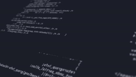 Random computer codes projected on the screen while being written or typed