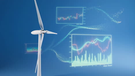 wind turbine analyzing renewable energy and financial data
