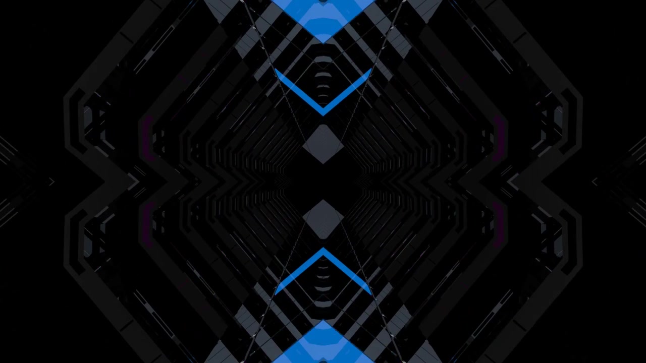 Abstract Digital Tunnel with Pulsing Neon Geometric Patterns
