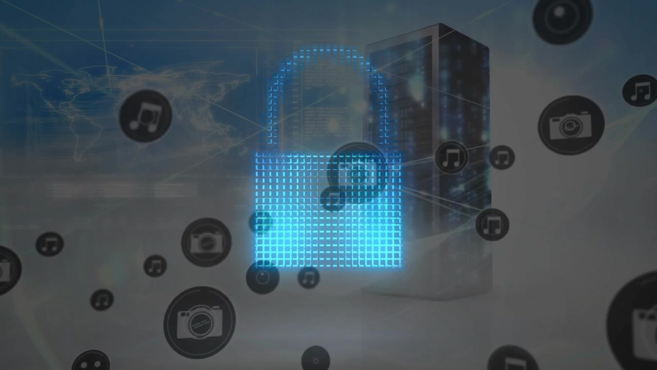 Digital Data Security and Cloud Computing Concept Animation