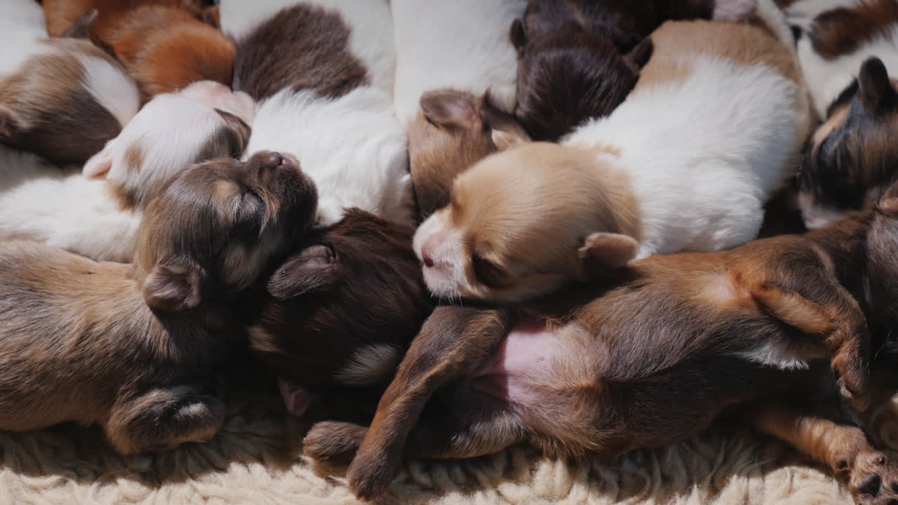 Cachorra cuida de seus filhotes recém-nascidos 01