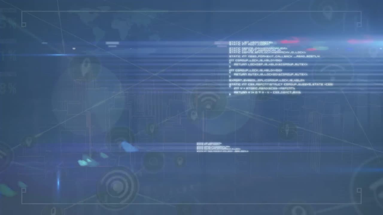 Animation of connections, graphs and lights on navy space