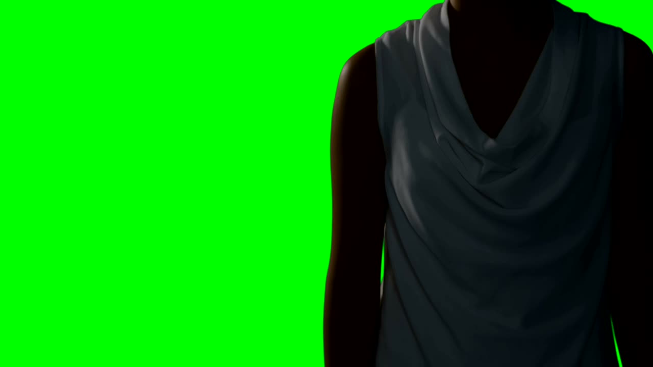 mujer fingiendo usar una pantalla invisible