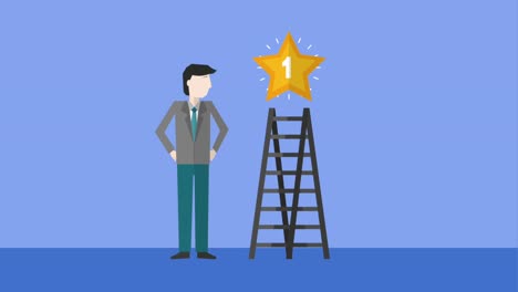 el hombre de negocios parece la estrella de la escalera.