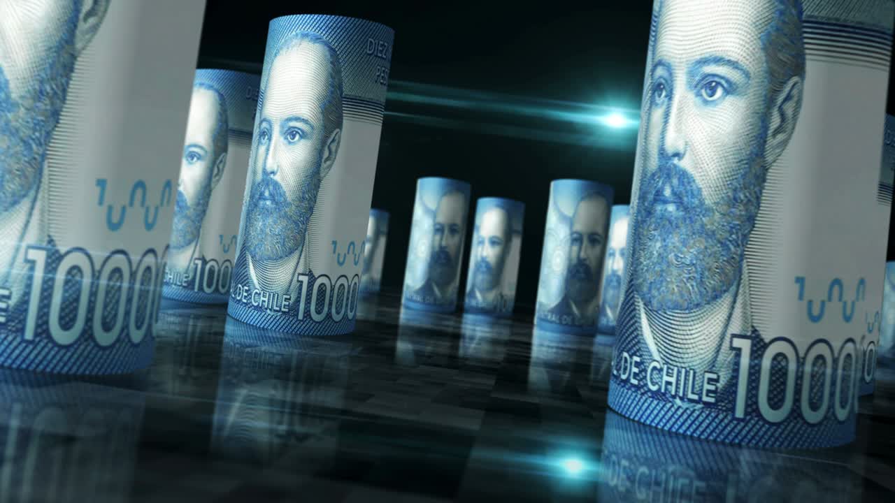 Chile Pesos money banknotes rolls seamless loop