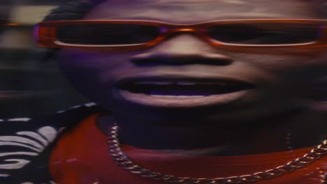 Kaleidoscopic Effect of African American Singer Performing Rap on Camera