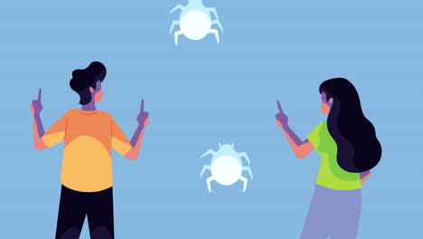 la gente señalando a los insectos.