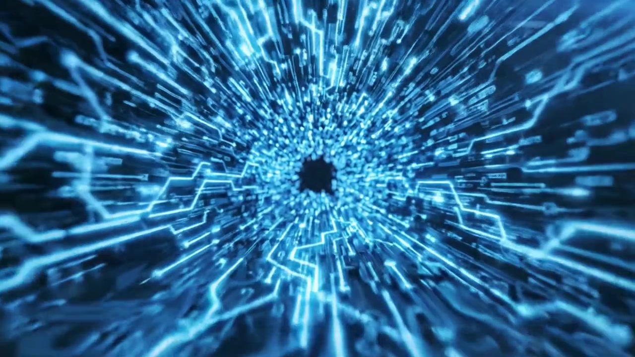 An Immersive Journey Through Digital Landscapes: From Intricate Circuitry to Explosive Data Flow in a Futuristic Cyber Environment