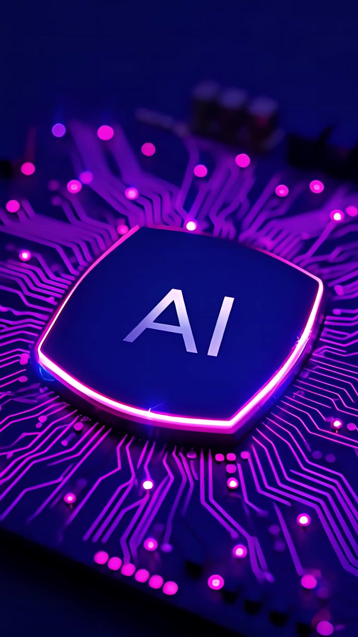 Sfondo Tecnologico Futuristico con Scheda Madre e Chip AI 4K