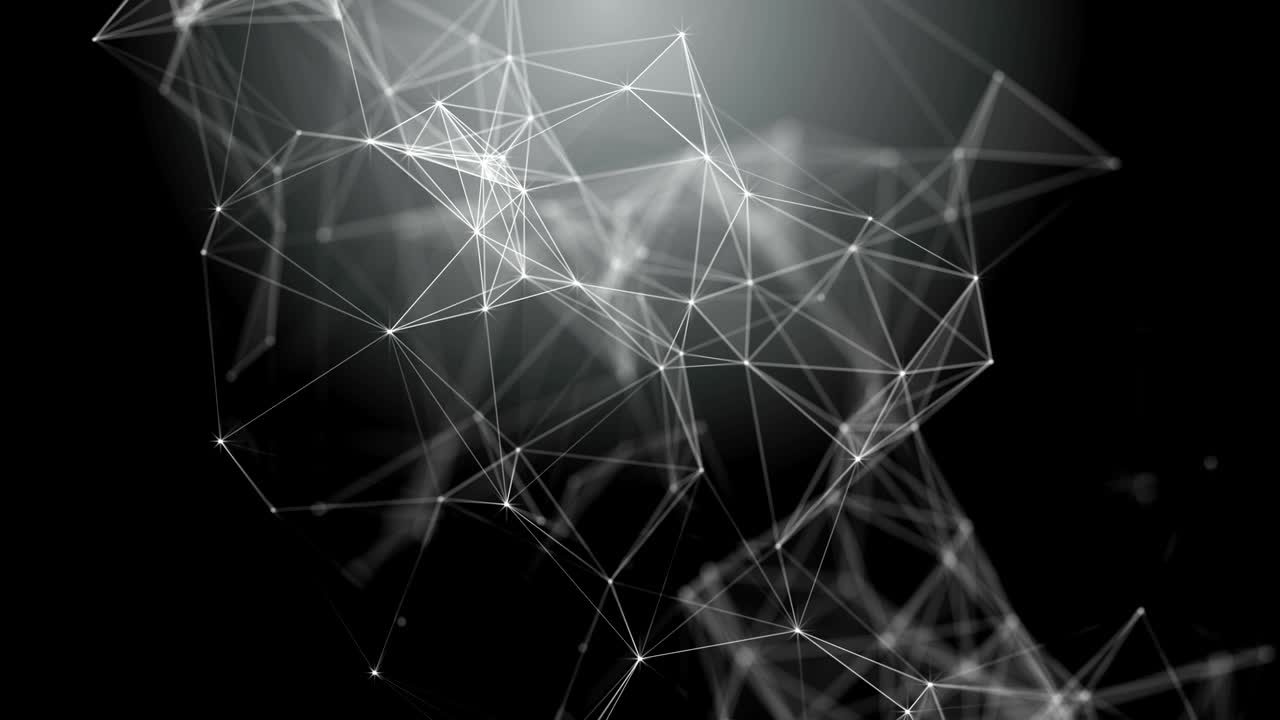 Black white plexus with dots, lines, triangles.