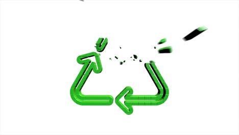 el icono de pixel de reciclaje. salvar el planeta. animación con rotación. gráficos de movimiento.
