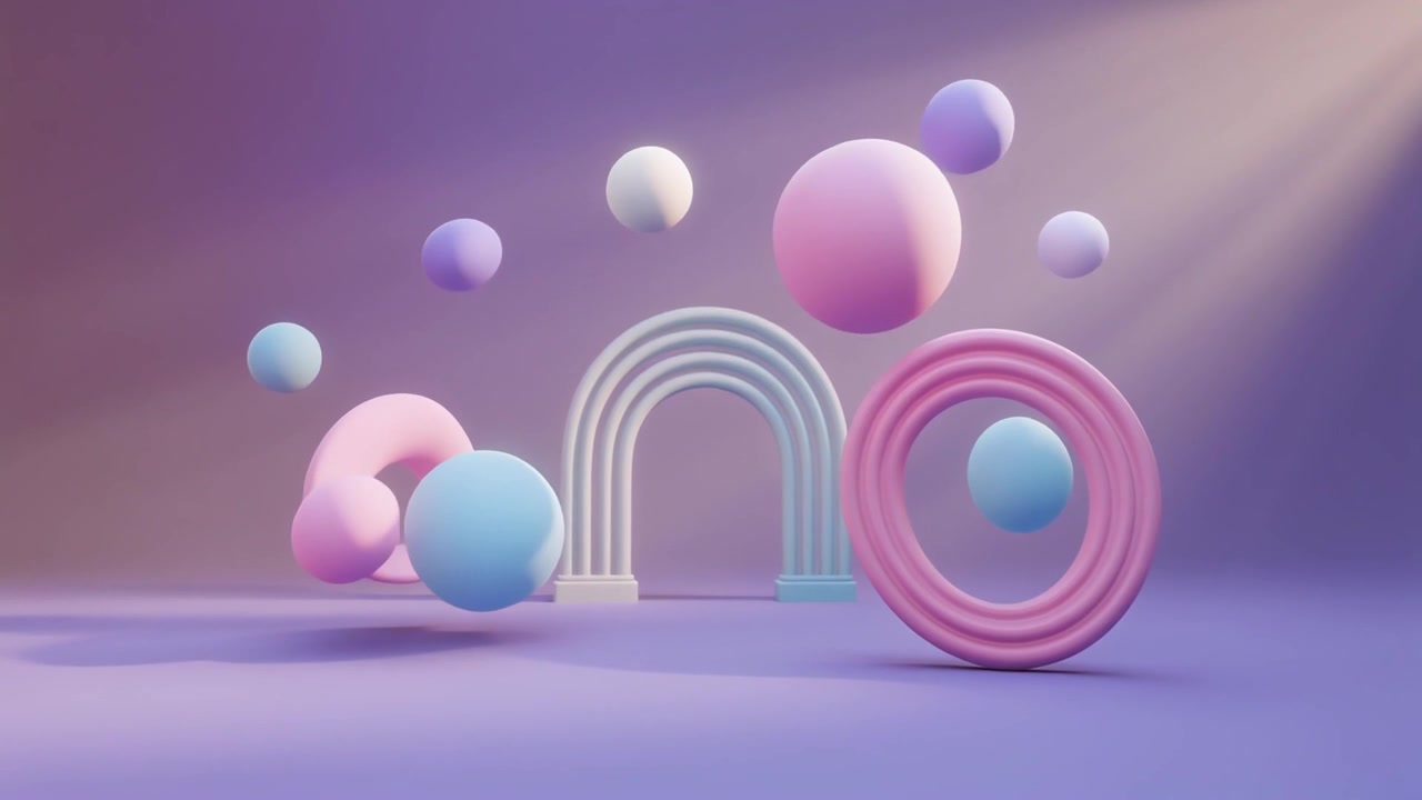 Abstract 3D Animation of Floating Spheres and Geometric Shapes