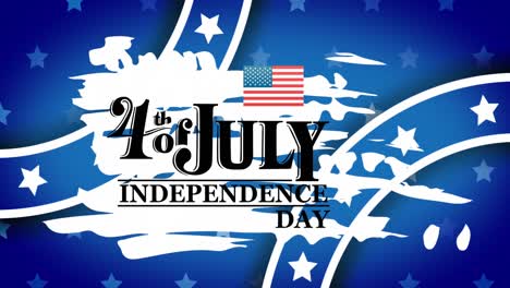 animation of 4th of july, independence day text with american flag and stars