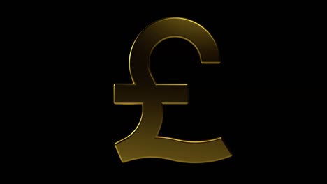 rotating pound symbol gold, looped animation, the golden pound sign on black background 3d rendering 4k