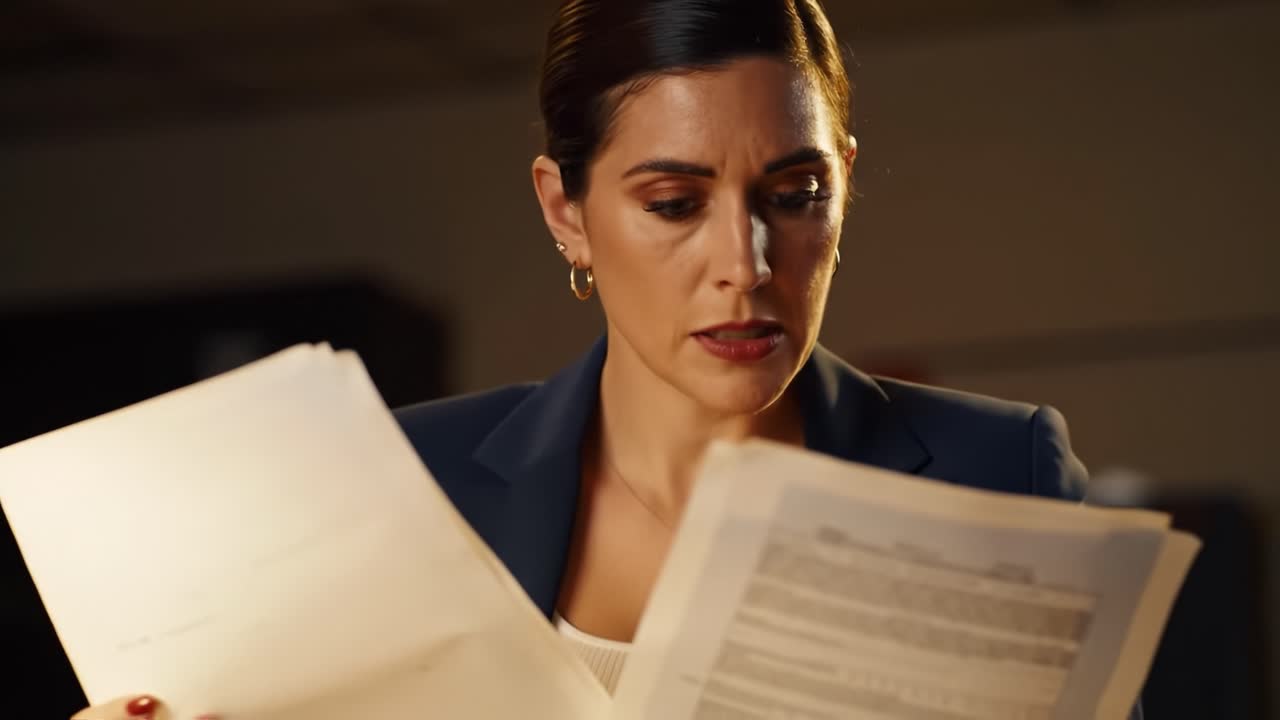 mujer leyendo documentos