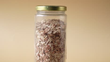 glass jar with dried cereal
