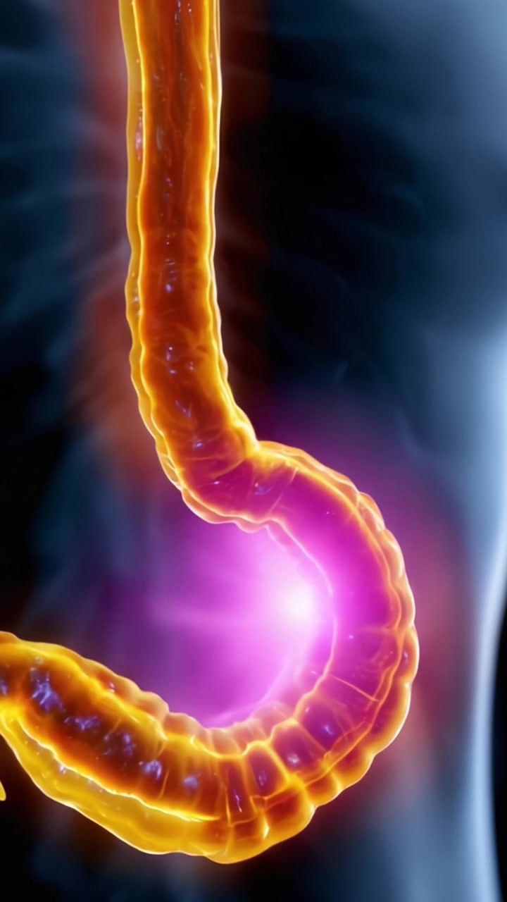 Detailed Visualization of a Human Digestive Structure, Highlighting the Complex Pathway of the Intestine and Its Functionality within the Gastrointestinal System