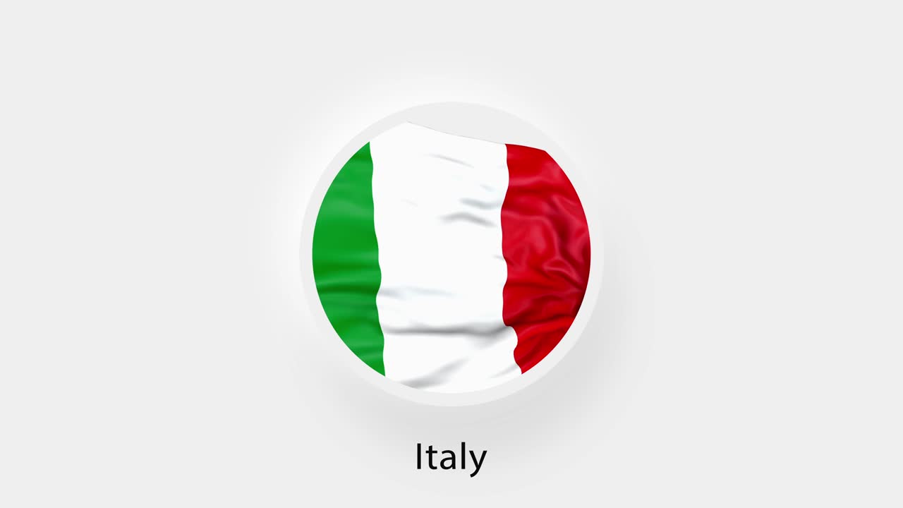 Loop circolare bandiera Italia. Bandiera nazionale animata dell'Italia. Bandiera italiana realistica che sventola. 4K
