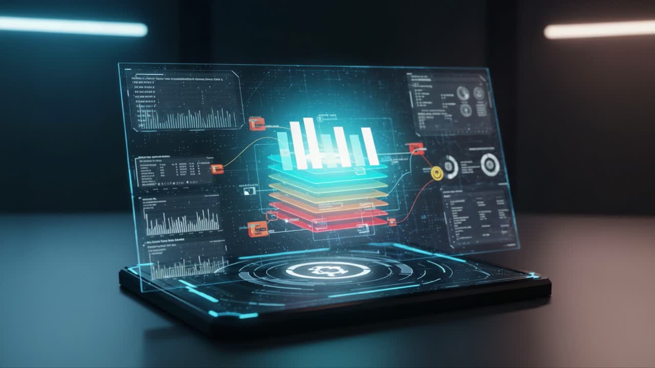 Dynamic Data Visualization: An Advanced Digital Interface Displaying Analytical Insights and Graphical Data Representation for Modern Technology Applications