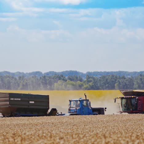 tractor during the harvest