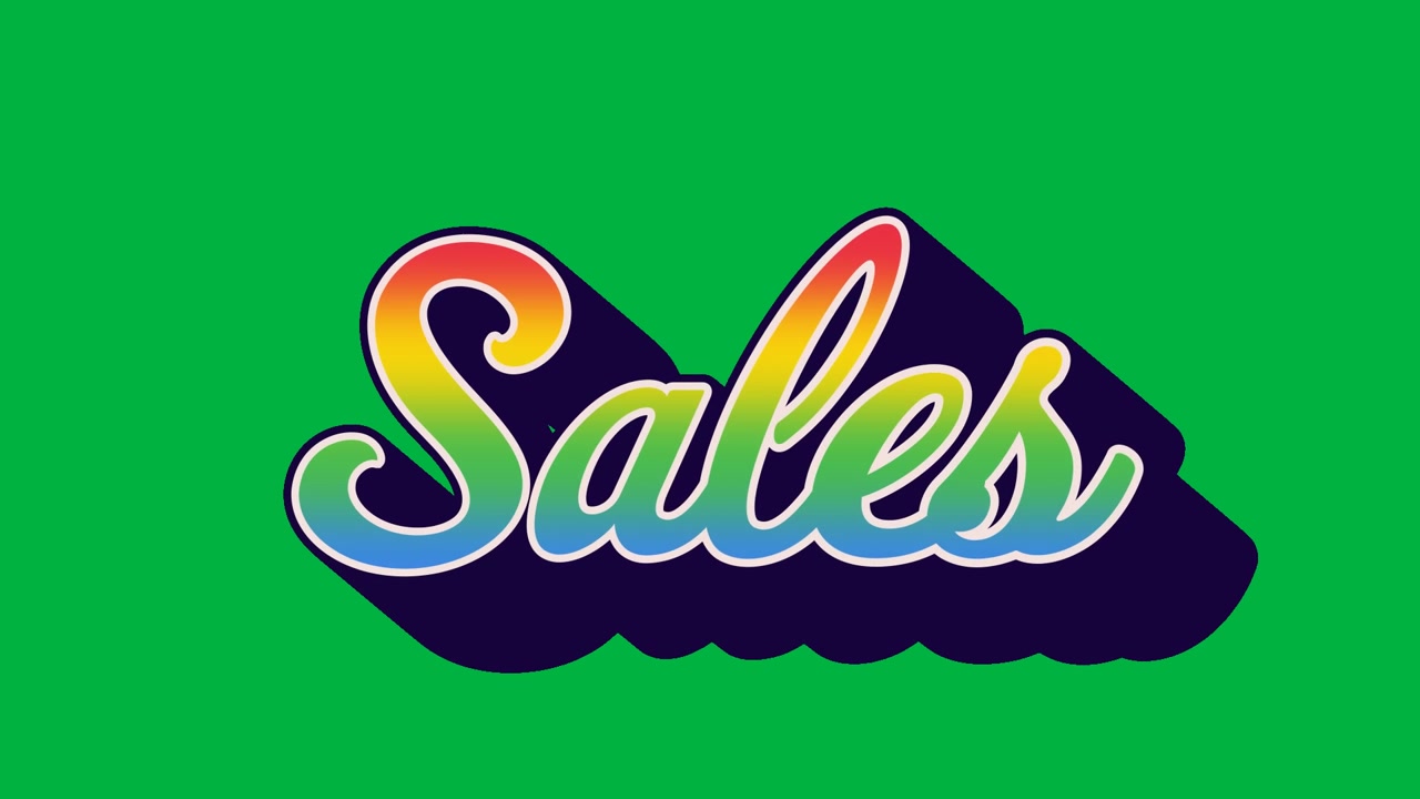 Animeret salgstekstgrafik på grøn skærm