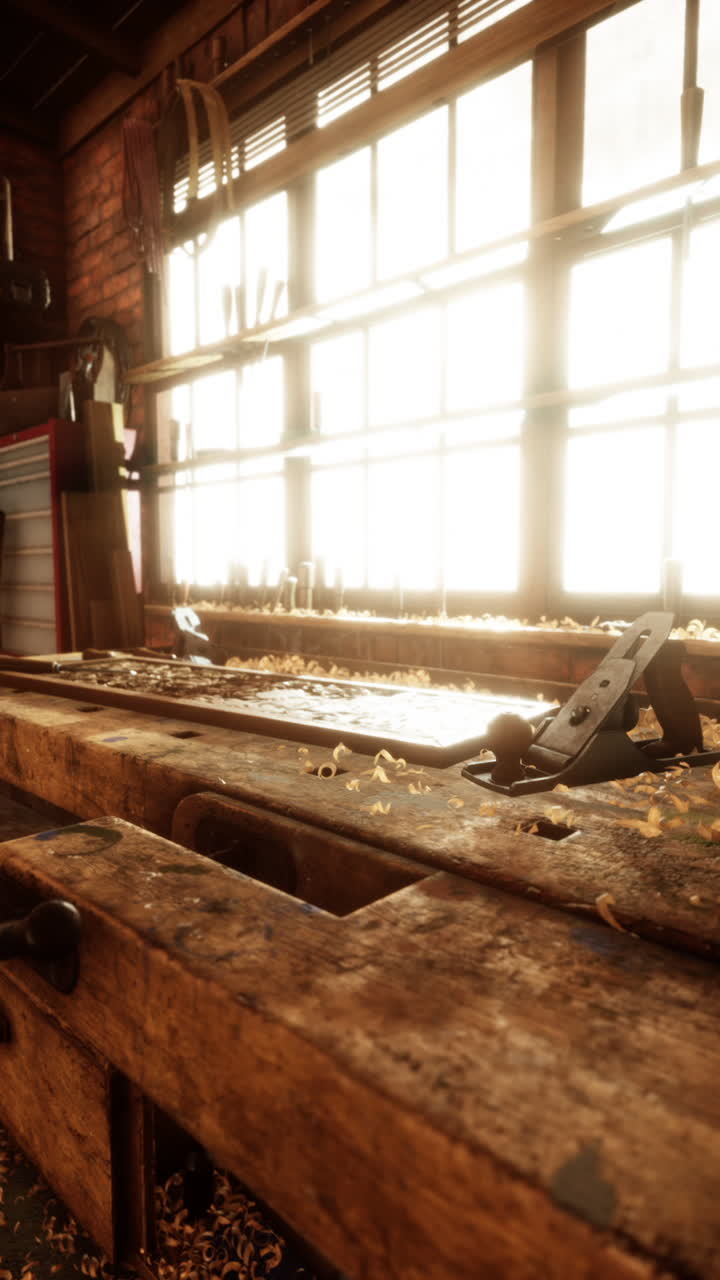 interior del antiguo taller de carpintería tradicional