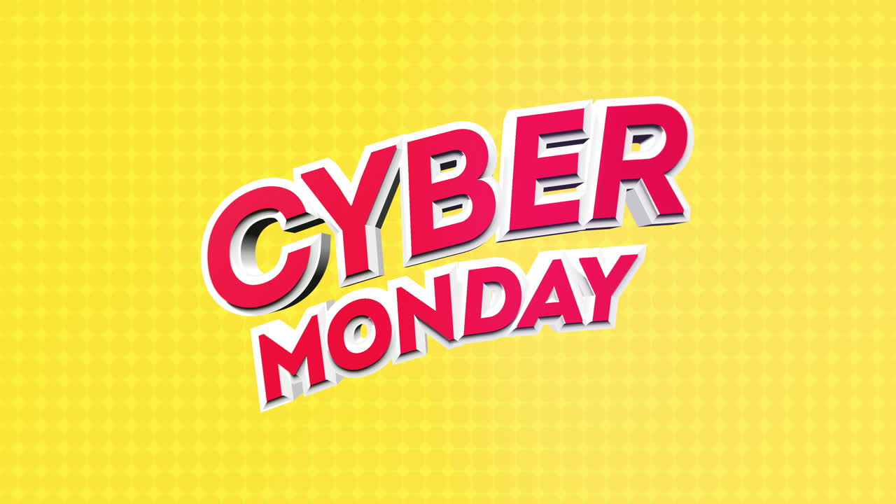 texto moderno y rojo del lunes cibernético en degradado amarillo 1