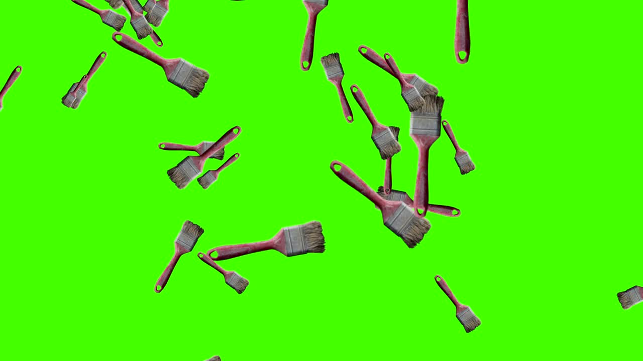 그림 도구가 떨어지는 애니메이션 루프, 녹색 화면 크로마 키