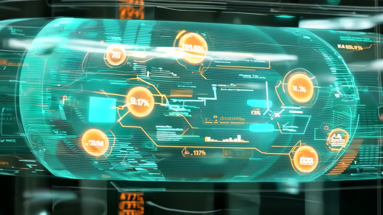 미래의 인터페이스와 화면에 있는 미래의 인터베이스