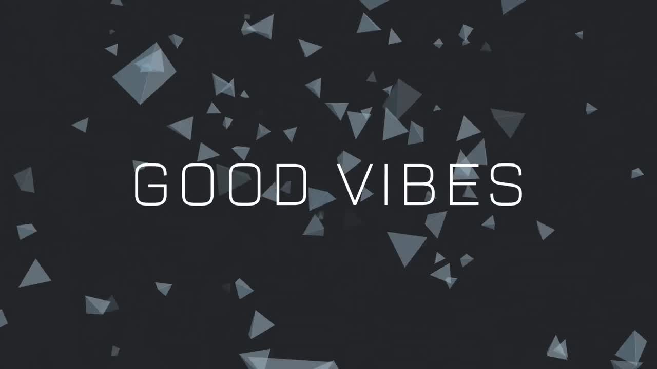 animación de texto y formas de buenas vibraciones sobre fondo negro