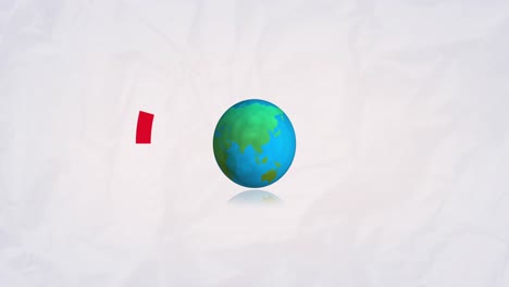 animación del globo terrestre y el arco iris sobre un fondo blanco.