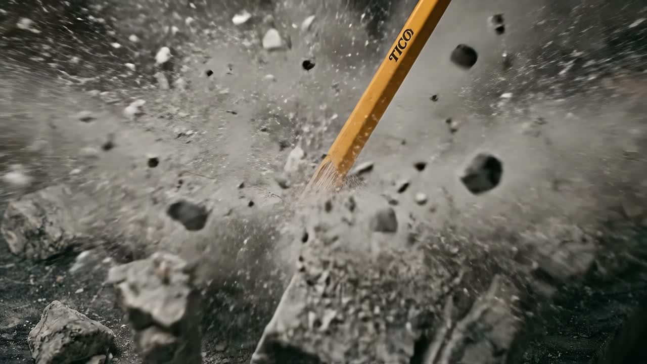 Pencil Shattering a Large Rock into Pieces