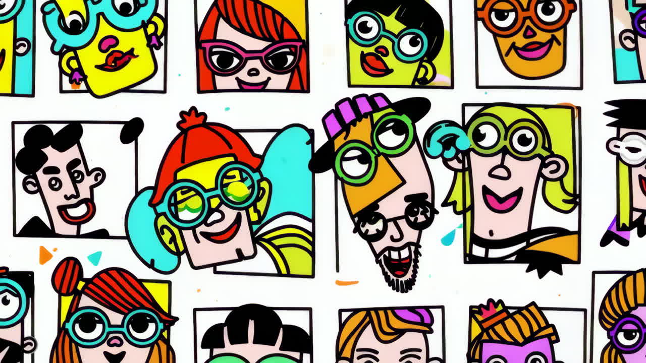Vibrant Collection of Cartoon Faces