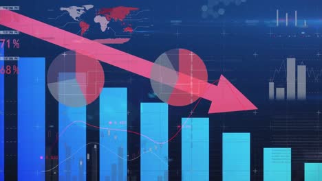 Animation-Der-Finanzdatenverarbeitung-Auf-Blauem-Hintergrund