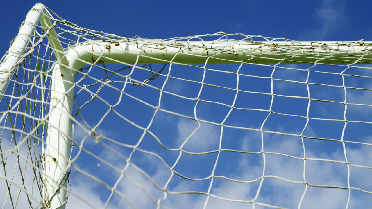 Net goal post in the field