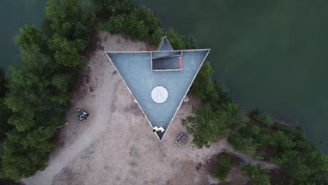 aerial shot of the sahara tower from the top down. (lommel, belgium).