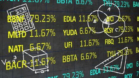 Animation-of-icons-over-stock-market-on-black-background