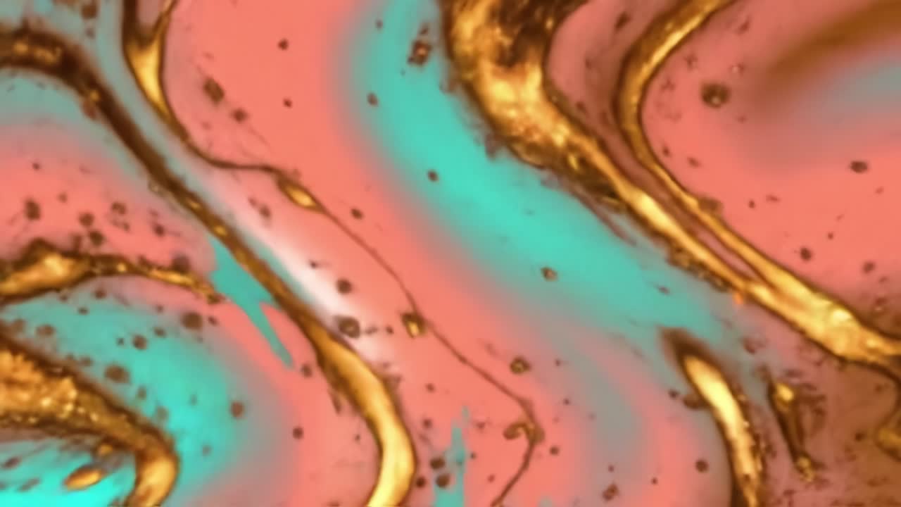 Abstract Fluid Art with Gold and Teal