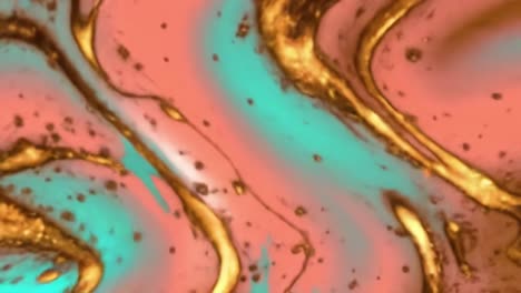 abstract fluid art with gold and teal