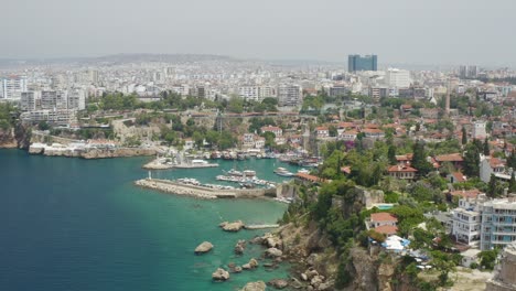 antalya marina with antalya castle