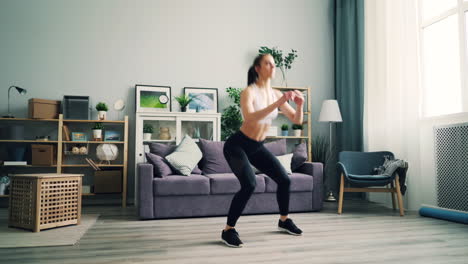 woman doing home workouts