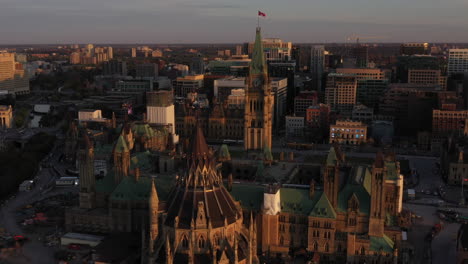 parliament hill ottawa canada aerial golden hour