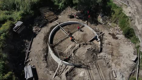 aerial drone view of unfinished city park construction in mexico city