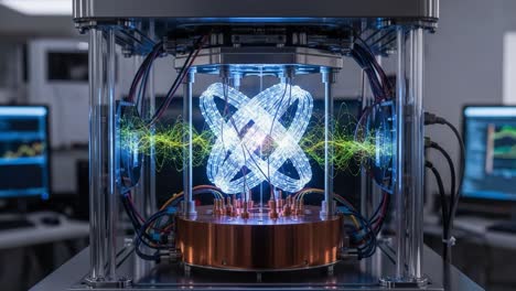 an advanced quantum energy generator utilizing cutting-edge visuals and sound waves to demonstrate innovative energy production techniques