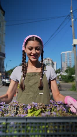 woman gardening in the city