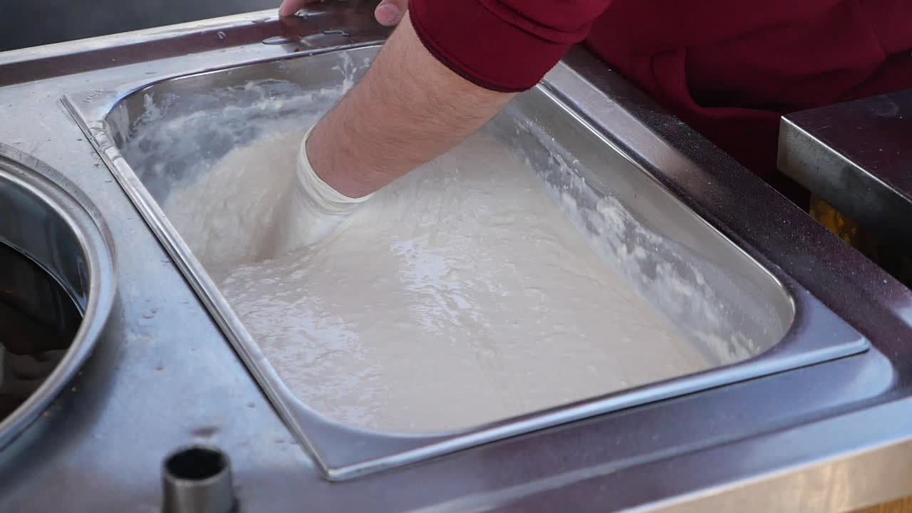 Preparing dough for street food